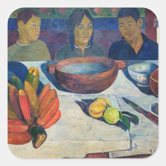 Paul Gauguin - Das Essen / Bananen Quadratischer Aufkleber (Vorderseite)