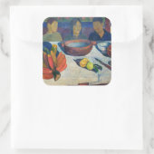 Paul Gauguin - Das Essen / Bananen Quadratischer Aufkleber (Tasche)