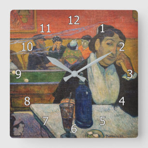 Paul Gauguin - Das Nachtcafé, Arles Quadratische Wanduhr