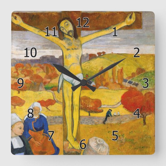 Paul Gauguin - Der gelbe Christus Quadratische Wanduhr (Vorderseite)
