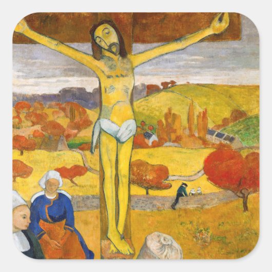 Paul Gauguin - Der gelbe Christus Quadratischer Aufkleber (Vorderseite)