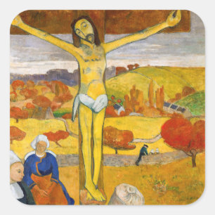 Paul Gauguin - Der gelbe Christus Quadratischer Aufkleber