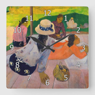 Paul Gauguin - Der Mittagsschlaf Quadratische Wanduhr