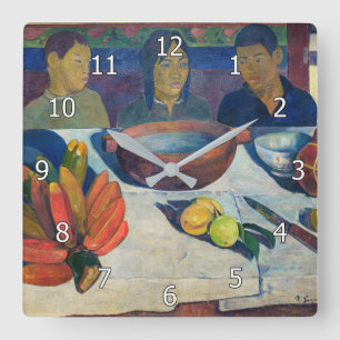 Paul Gauguin - Die Mahlzeit / Bananen Quadratische Wanduhr
