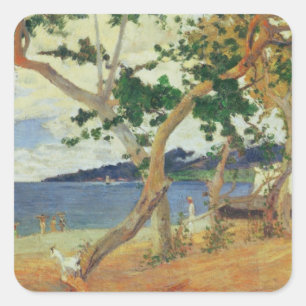 Paul Gauguin   durch die Küste, Martinique, 1887  Quadratischer Aufkleber