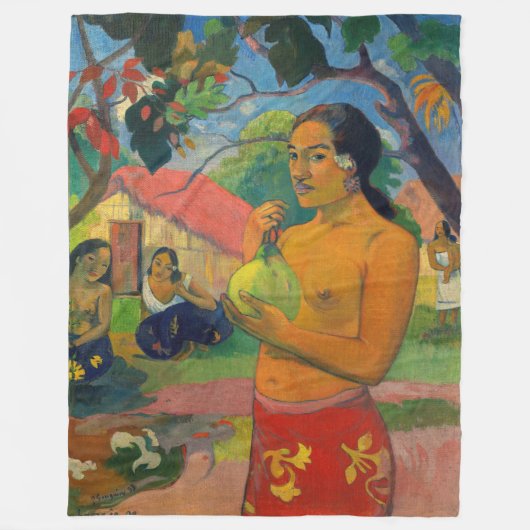 Paul Gauguin - Frau mit Frucht Fleecedecke (Vorderseite)