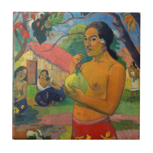 Paul Gauguin - Frau mit Frucht Fliese (Vorderseite)