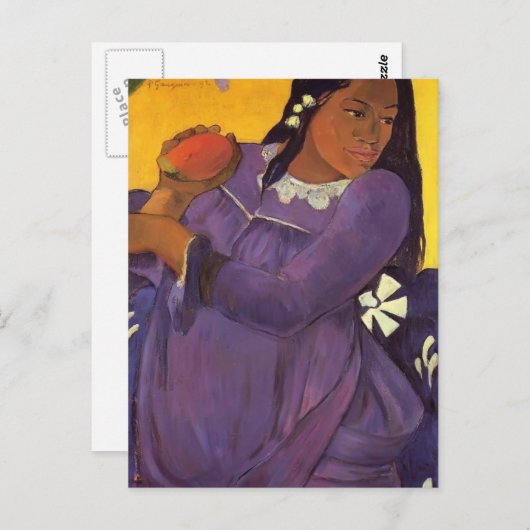 Paul Gauguin - Frau mit Mango Postkarte (Vorne/Hinten)