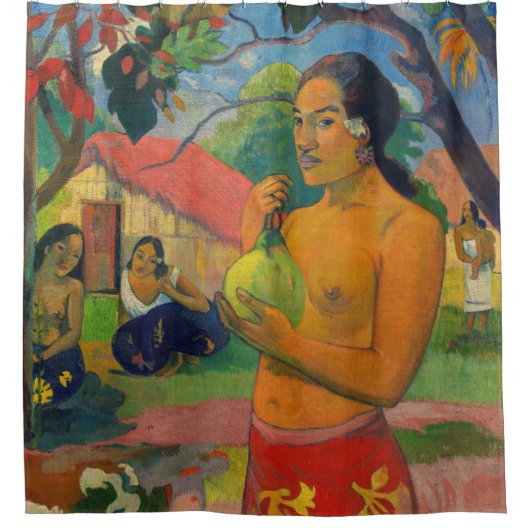 Paul Gauguin - Frauen, die eine Frucht halten Duschvorhang (Vorderseite)