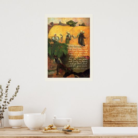 Paul Gauguin Haymaking mit Bible Verse Christlich Poster (Küche)