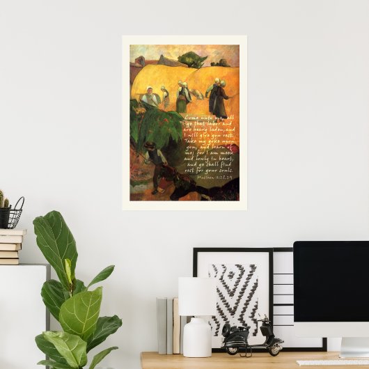 Paul Gauguin Haymaking mit Bible Verse Christlich Poster (Heimbüro)
