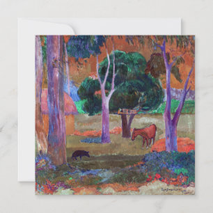 Paul Gauguin - Landschaft mit einem Schwein und ei Einladung