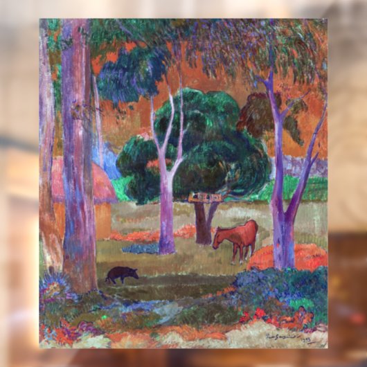 Paul Gauguin - Landschaft mit einem Schwein und ei Fensteraufkleber (Blatt 2)