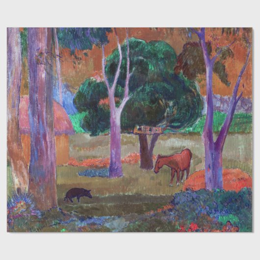 Paul Gauguin - Landschaft mit einem Schwein und ei Geschenkpapier (Flach)