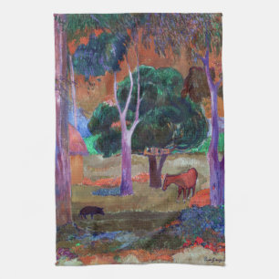 Paul Gauguin - Landschaft mit einem Schwein und ei Geschirrtuch