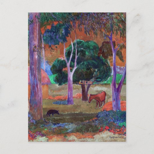 Paul Gauguin - Landschaft mit einem Schwein und ei Postkarte (Vorderseite)