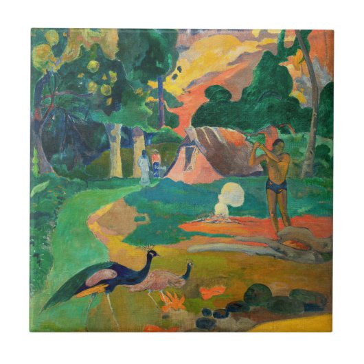 Paul Gauguin - Landschaft mit Peacocks / Matamoe Fliese (Vorderseite)
