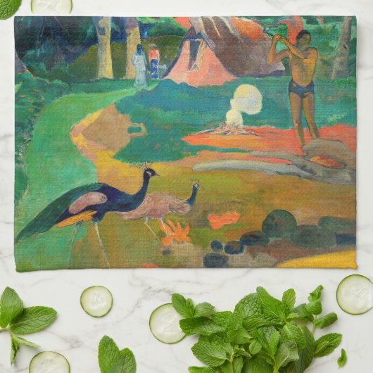 Paul Gauguin - Landschaft mit Peacocks / Matamoe Geschirrtuch (Gefaltet)