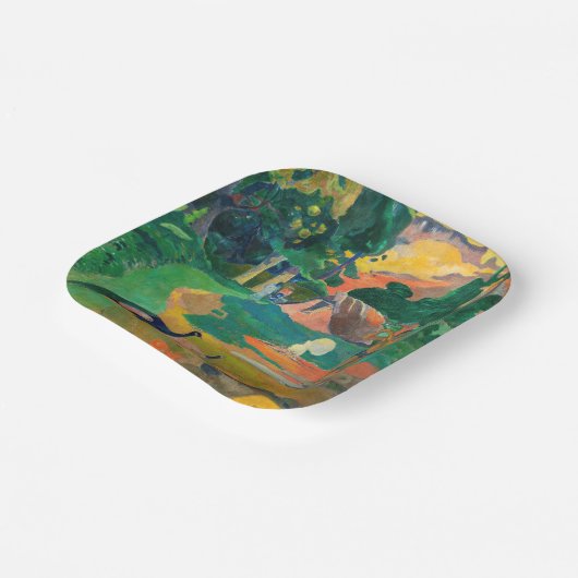 Paul Gauguin - Landschaft mit Peacocks / Matamoe Pappteller (Gewinkelt)