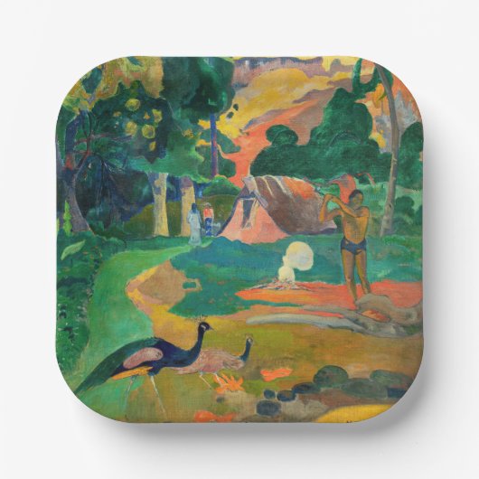 Paul Gauguin - Landschaft mit Peacocks / Matamoe Pappteller (Vorderseite)