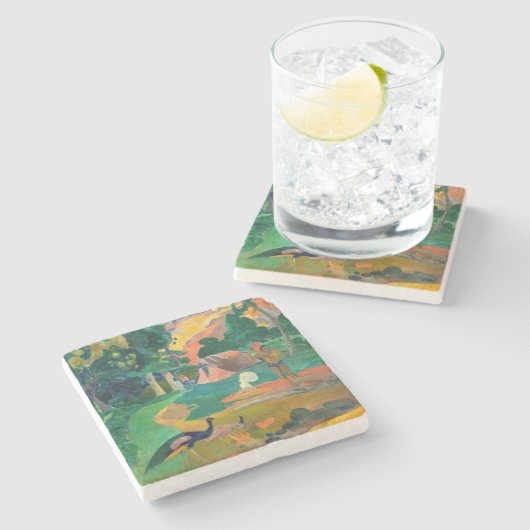 Paul Gauguin - Landschaft mit Peacocks / Matamoe Steinuntersetzer (Seitenansicht)