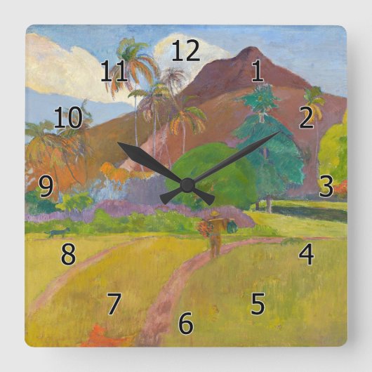Paul Gauguin - Landschaft von Tahitien Quadratische Wanduhr (Vorderseite)