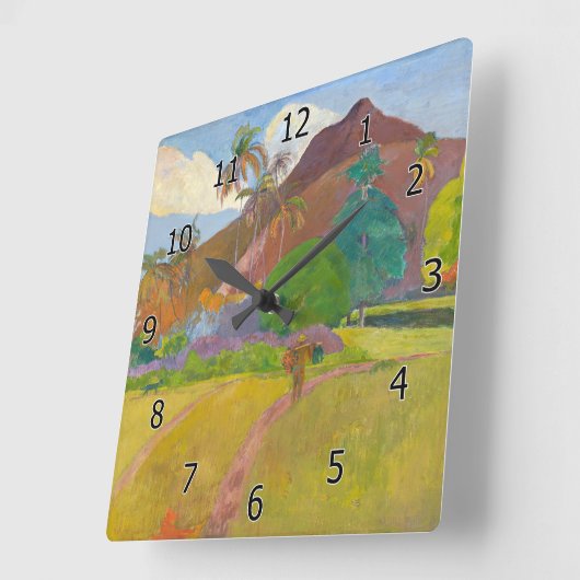 Paul Gauguin - Landschaft von Tahitien Quadratische Wanduhr (Winkel)