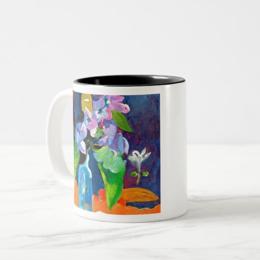Paul Gauguin Leben noch mit Blumen und Idol Zweifarbige Tasse (Vorderseite Links)