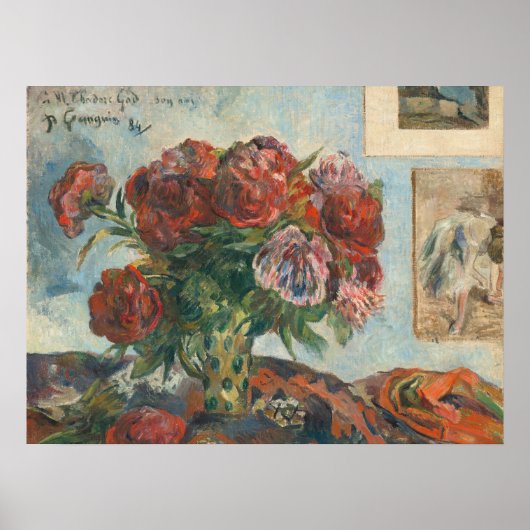 Paul Gauguin lebt noch mit Peonies und roten Blume Poster (Vorne)