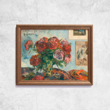 Paul Gauguin lebt noch mit Peonies und roten Blume
