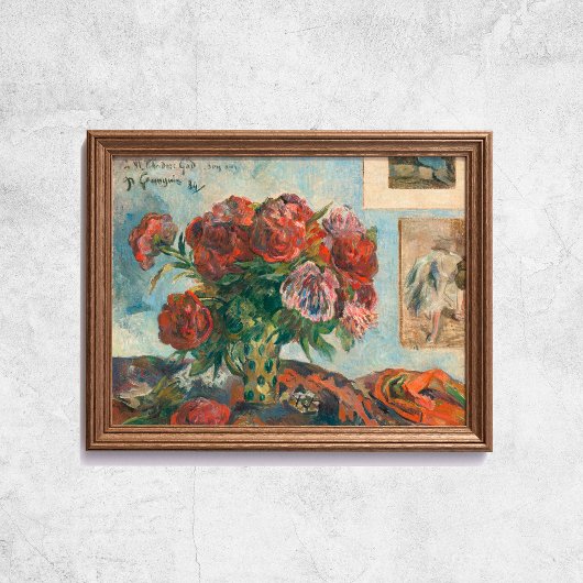 Paul Gauguin lebt noch mit Peonies und roten Blume Poster