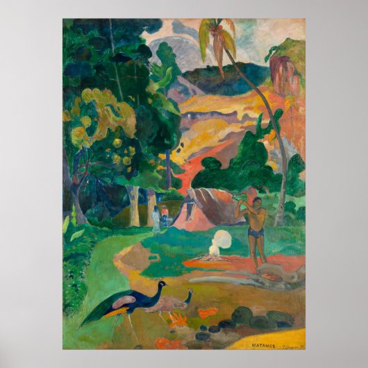 Paul Gauguin Matamoe Landschaft mit Peacocks Poster (Vorne)