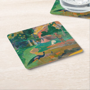 Paul Gauguin Matamoe Landschaft mit Peacocks Rechteckiger Pappuntersetzer