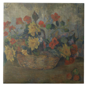 Paul Gauguin - Nasturtien und Dahlias Fliese