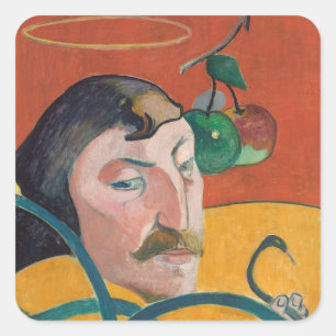 Paul Gauguin   Selbstportrait, 1889 (Öl auf Holz) Quadratischer Aufkleber