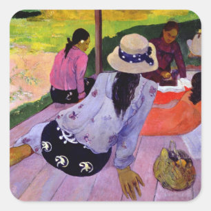 Paul Gauguin Siesta, 1891-2 (Erdöl auf Leinwand) Quadratischer Aufkleber