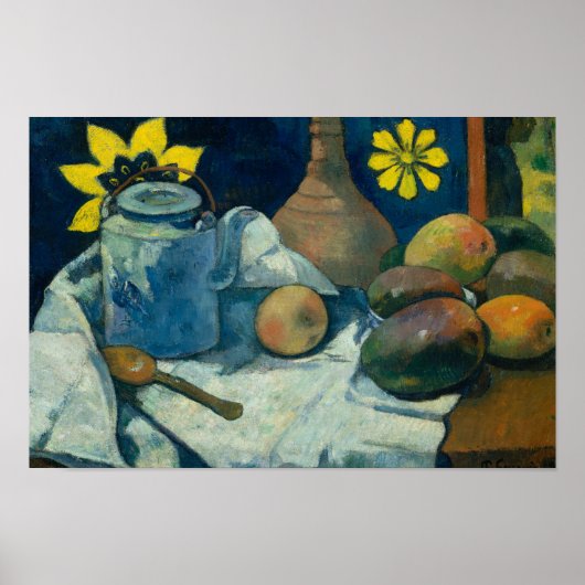 Paul Gauguin - Stillleben mit Teekanne und Obst Poster (Vorne)