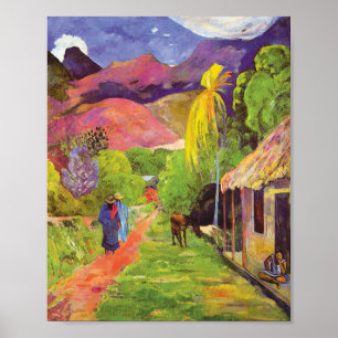 Paul Gauguin Straße in Tahiti Vintage Fine Art Poster