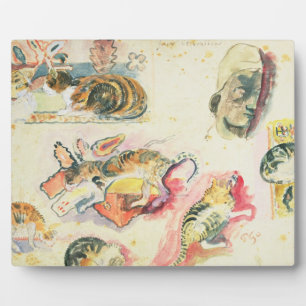 Paul Gauguin Studie mit Katzen und Kopf (w/c am Fotoplatte