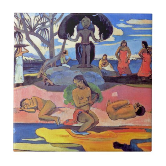 Paul Gauguin - Tag der Götter - Kunstmalerei Fliese (Vorderseite)