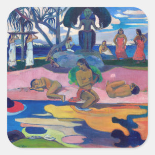 Paul Gauguin - Tag des Gottes / Mahana no atua Quadratischer Aufkleber