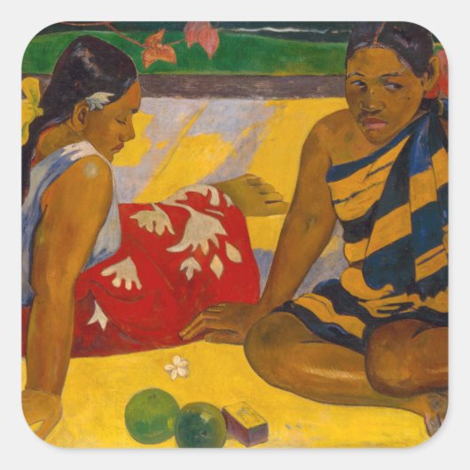 Paul Gauguin - Tahitian Women / Parau Api Quadratischer Aufkleber (Vorderseite)