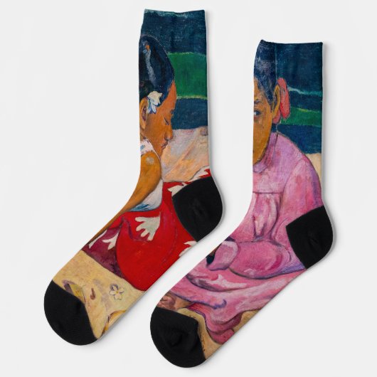 Paul Gauguin - Tahitianische Frauen am Strand Socken (Linkes Detail)