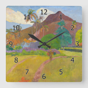 Paul Gauguin - Tahitianische Landschaft Quadratische Wanduhr