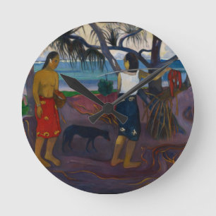 Paul Gauguin   unter dem Pandanus, 1891 (Öl auf C Runde Wanduhr