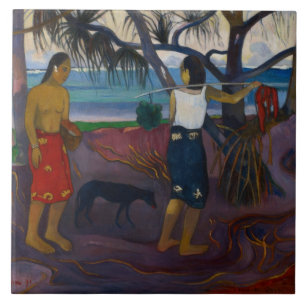 Paul Gauguin   unter dem Pandanus, 1891 (Öl auf Ca Fliese