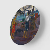 Paul Gauguin | unter dem Pandanus, 1891 (Öl auf Ca Runde Wanduhr (Winkel)