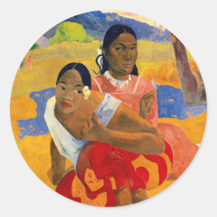 Paul Gauguin - Wann wirst du heiraten? Runder Aufkleber