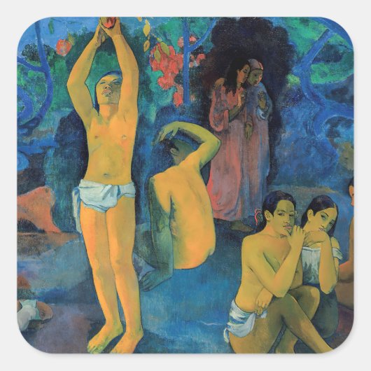 Paul Gauguin - Woher kommen wir? Quadratischer Aufkleber (Vorderseite)