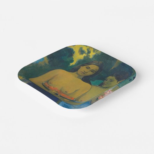Paul Gauguin - Zwei tahitianische Frauen Pappteller (Gewinkelt)